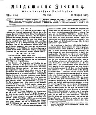 Allgemeine Zeitung Mittwoch 26. August 1829