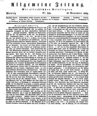 Allgemeine Zeitung Montag 16. November 1829