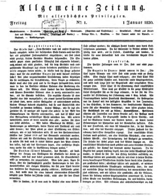 Allgemeine Zeitung Freitag 1. Januar 1830