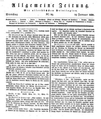 Allgemeine Zeitung Dienstag 19. Januar 1830