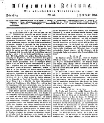 Allgemeine Zeitung Dienstag 9. Februar 1830