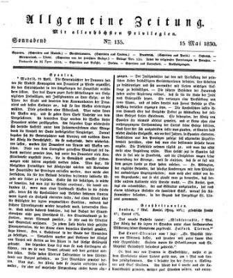 Allgemeine Zeitung Samstag 15. Mai 1830