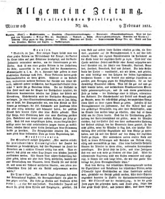 Allgemeine Zeitung Mittwoch 9. Februar 1831