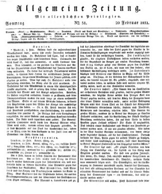 Allgemeine Zeitung Sonntag 20. Februar 1831