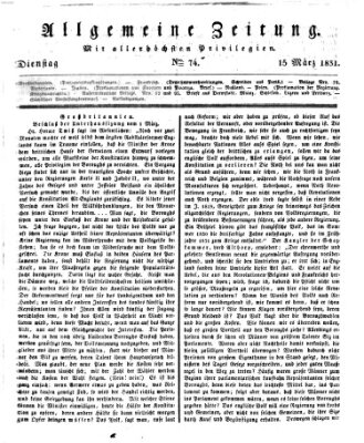 Allgemeine Zeitung Dienstag 15. März 1831
