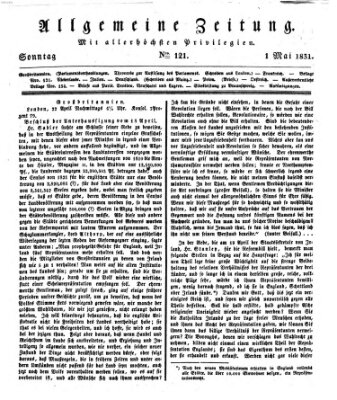 Allgemeine Zeitung Sonntag 1. Mai 1831