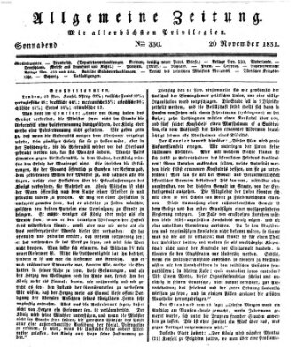Allgemeine Zeitung Samstag 26. November 1831