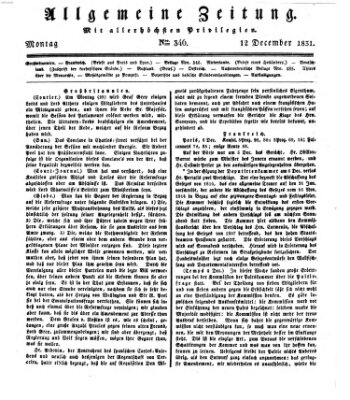 Allgemeine Zeitung Montag 12. Dezember 1831
