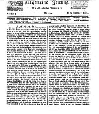 Allgemeine Zeitung Freitag 16. Dezember 1831