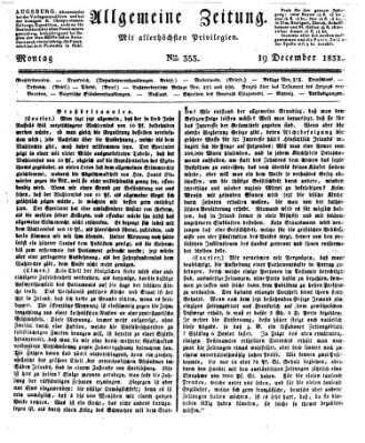 Allgemeine Zeitung Montag 19. Dezember 1831