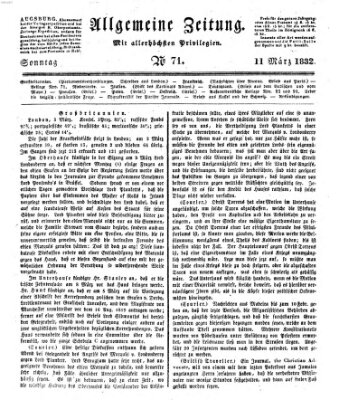 Allgemeine Zeitung Sonntag 11. März 1832