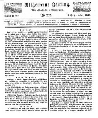 Allgemeine Zeitung Samstag 8. September 1832