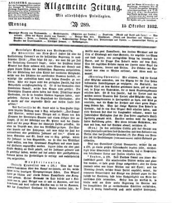 Allgemeine Zeitung Montag 15. Oktober 1832