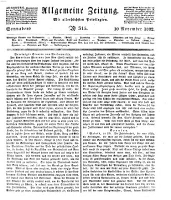 Allgemeine Zeitung Samstag 10. November 1832