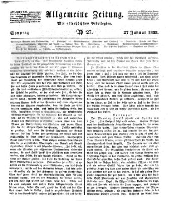 Allgemeine Zeitung Sonntag 27. Januar 1833