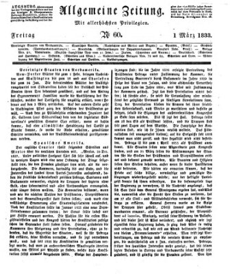Allgemeine Zeitung Freitag 1. März 1833
