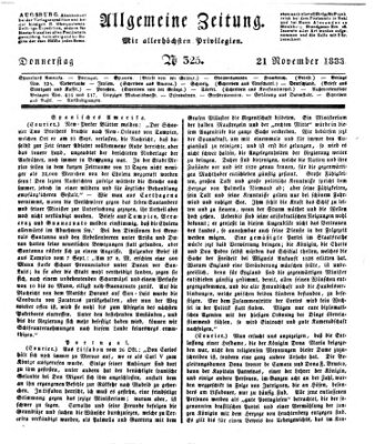 Allgemeine Zeitung Donnerstag 21. November 1833