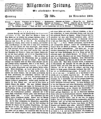 Allgemeine Zeitung Sonntag 24. November 1833