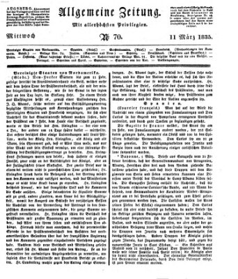 Allgemeine Zeitung Mittwoch 11. März 1835