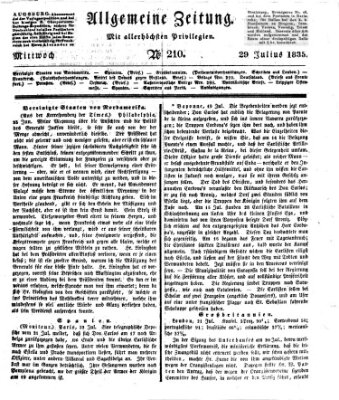 Allgemeine Zeitung Mittwoch 29. Juli 1835