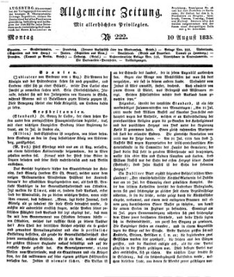 Allgemeine Zeitung Montag 10. August 1835