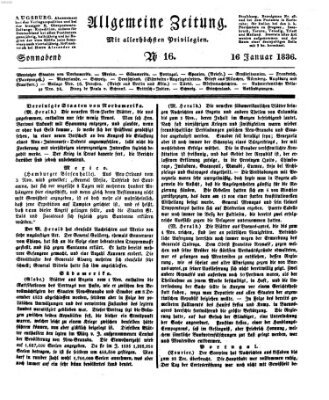 Allgemeine Zeitung Samstag 16. Januar 1836