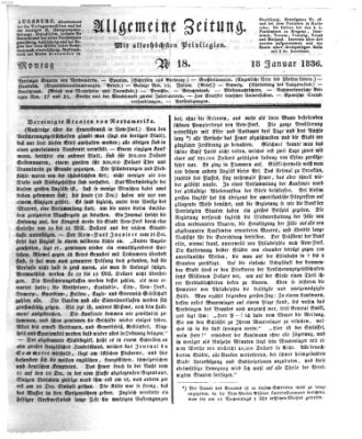 Allgemeine Zeitung Montag 18. Januar 1836