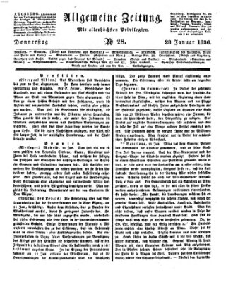 Allgemeine Zeitung Donnerstag 28. Januar 1836