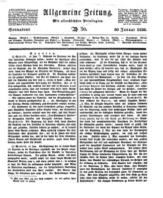 Allgemeine Zeitung Samstag 30. Januar 1836