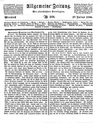 Allgemeine Zeitung Mittwoch 27. Juli 1836