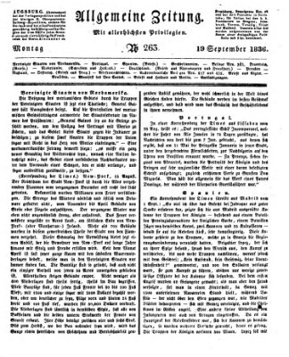 Allgemeine Zeitung Montag 19. September 1836