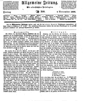 Allgemeine Zeitung Freitag 4. November 1836