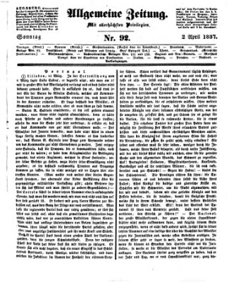Allgemeine Zeitung Sonntag 2. April 1837