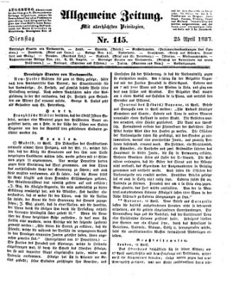 Allgemeine Zeitung Dienstag 25. April 1837