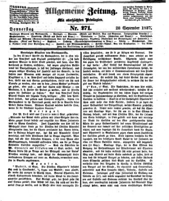 Allgemeine Zeitung Donnerstag 28. September 1837