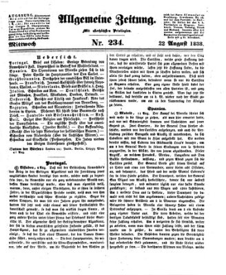 Allgemeine Zeitung Mittwoch 22. August 1838