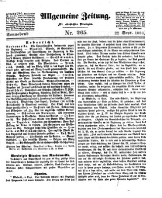 Allgemeine Zeitung Samstag 22. September 1838