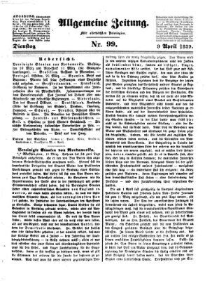 Allgemeine Zeitung Dienstag 9. April 1839