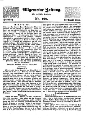 Allgemeine Zeitung Dienstag 30. April 1839