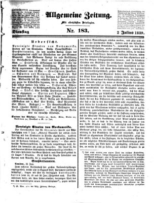 Allgemeine Zeitung Dienstag 2. Juli 1839