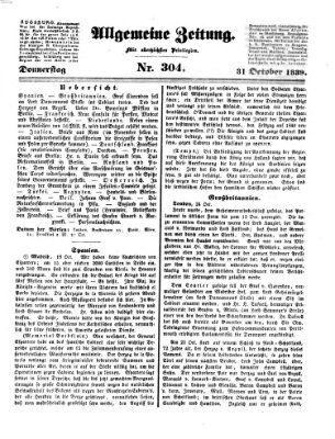 Allgemeine Zeitung Donnerstag 31. Oktober 1839