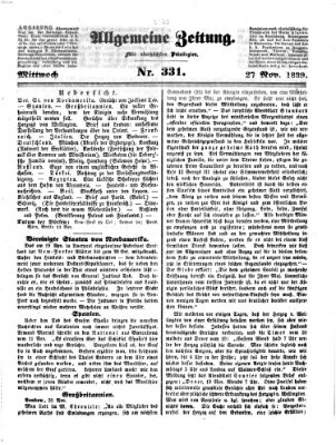 Allgemeine Zeitung Mittwoch 27. November 1839