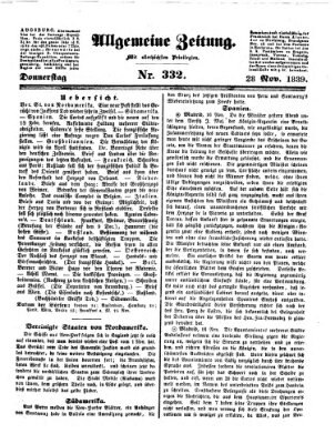 Allgemeine Zeitung Donnerstag 28. November 1839