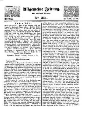 Allgemeine Zeitung Freitag 20. Dezember 1839
