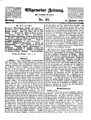Allgemeine Zeitung Freitag 31. Januar 1840
