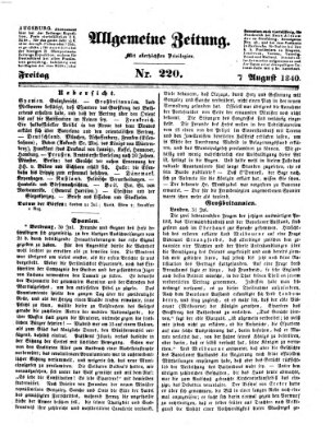 Allgemeine Zeitung Freitag 7. August 1840