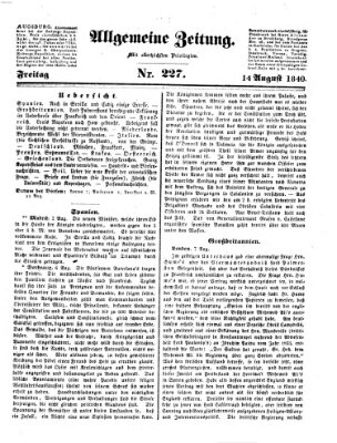 Allgemeine Zeitung Freitag 14. August 1840