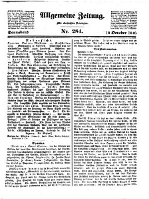 Allgemeine Zeitung Samstag 10. Oktober 1840