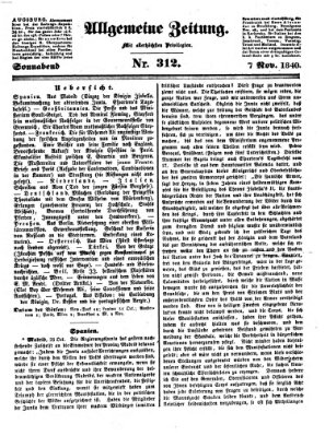 Allgemeine Zeitung Samstag 7. November 1840