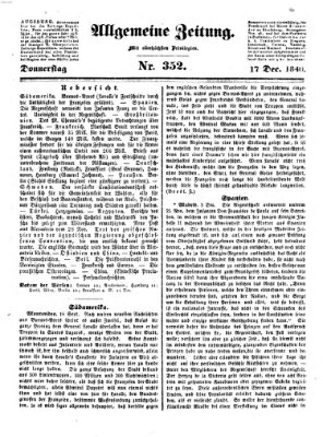 Allgemeine Zeitung Donnerstag 17. Dezember 1840